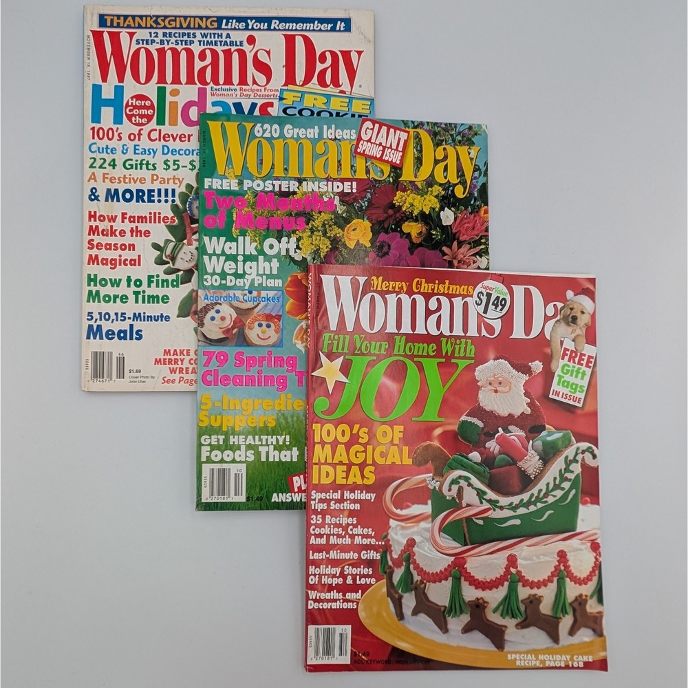 Vintage Woman's Day Magazine Lot 1997 1998 Christmas Spring Holiday Recipes DIY